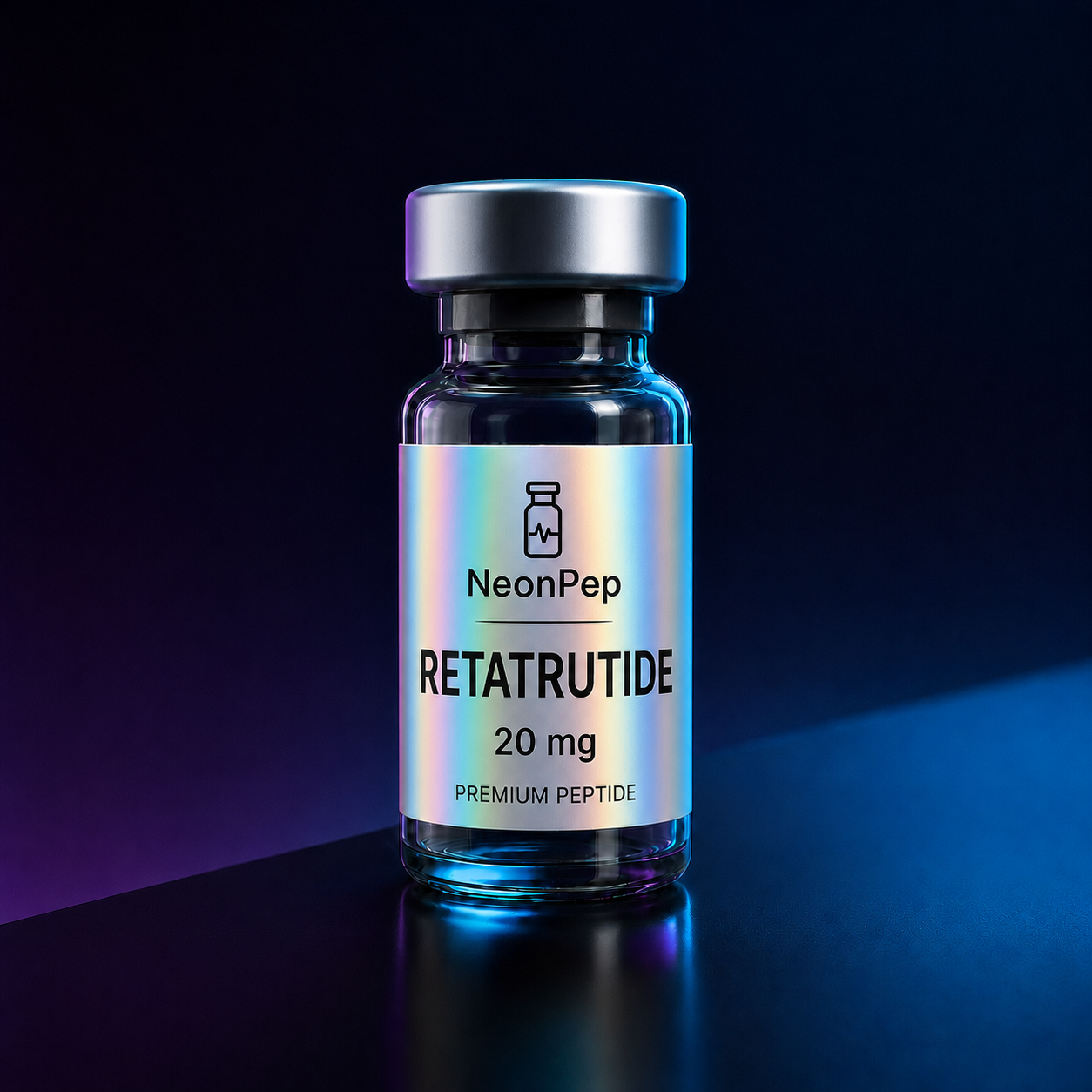 NeonPep Retatrutide 20 mg smooth holographic premium peptide vial